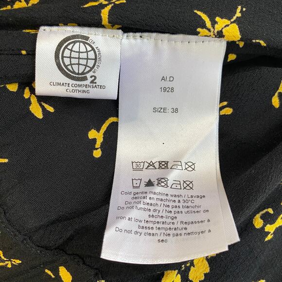 Ganni Floral Print Crepe Straight Leg Pull On Pants Black - Picture 5 of 8